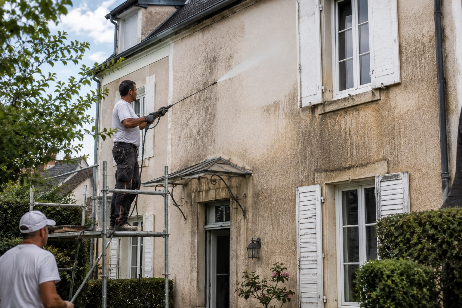 Nettoyage de façade avant ravalement réalisé par AL'NOVA Façade